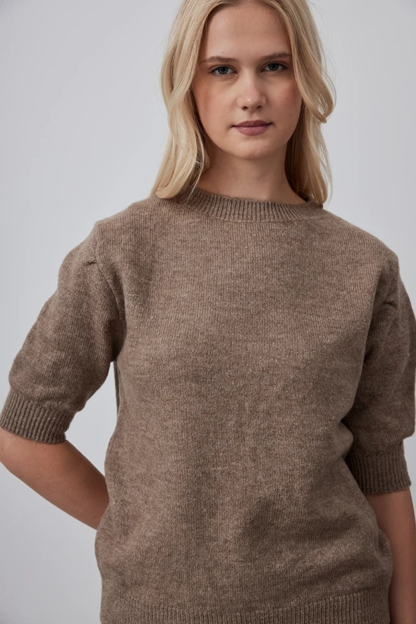 Shirred Sweater - Mink - 3