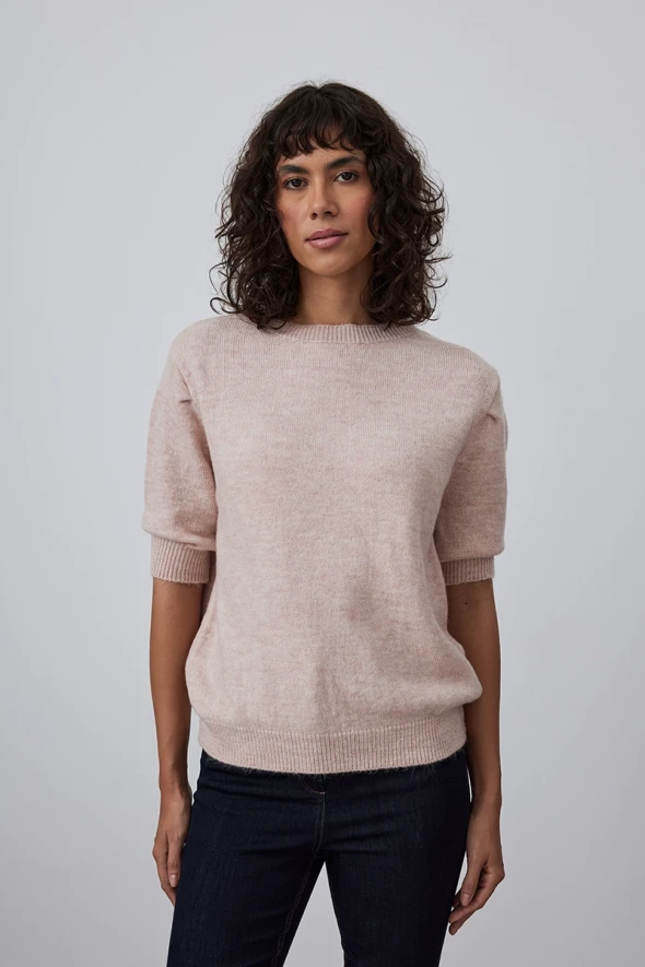 Shirred Sweater - Powder - 1