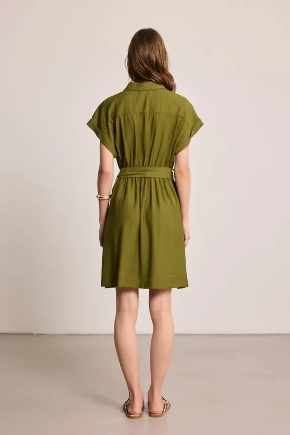 Shirt Dress with Belt - Khaki - Gusto