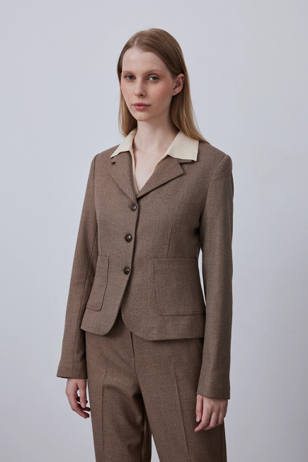 Short Jacket with Pockets - Brown - Gusto