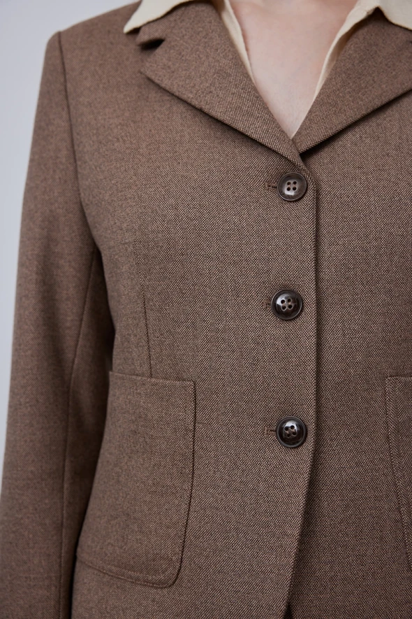 Short Jacket with Pockets - Brown - 5