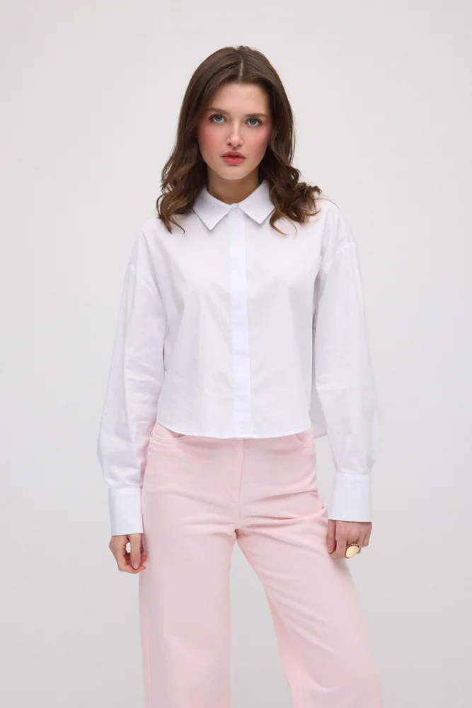 Short Poplin Shirt - White White