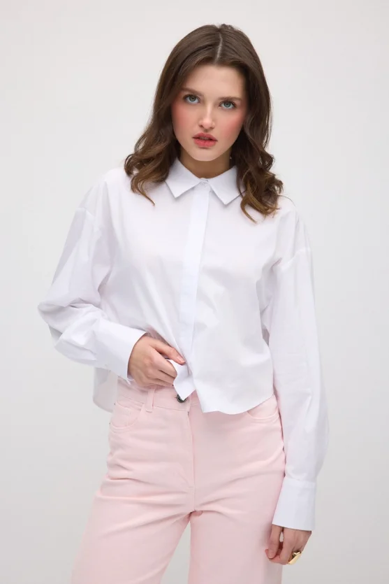Short Poplin Shirt - White - 3