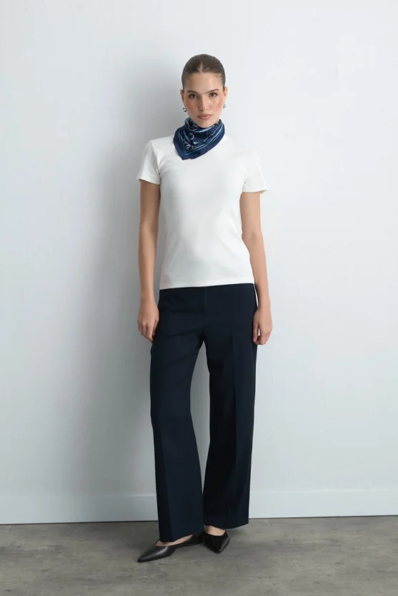 Short Sleeve Basic Cotton T-Shirt - Ecru - 2