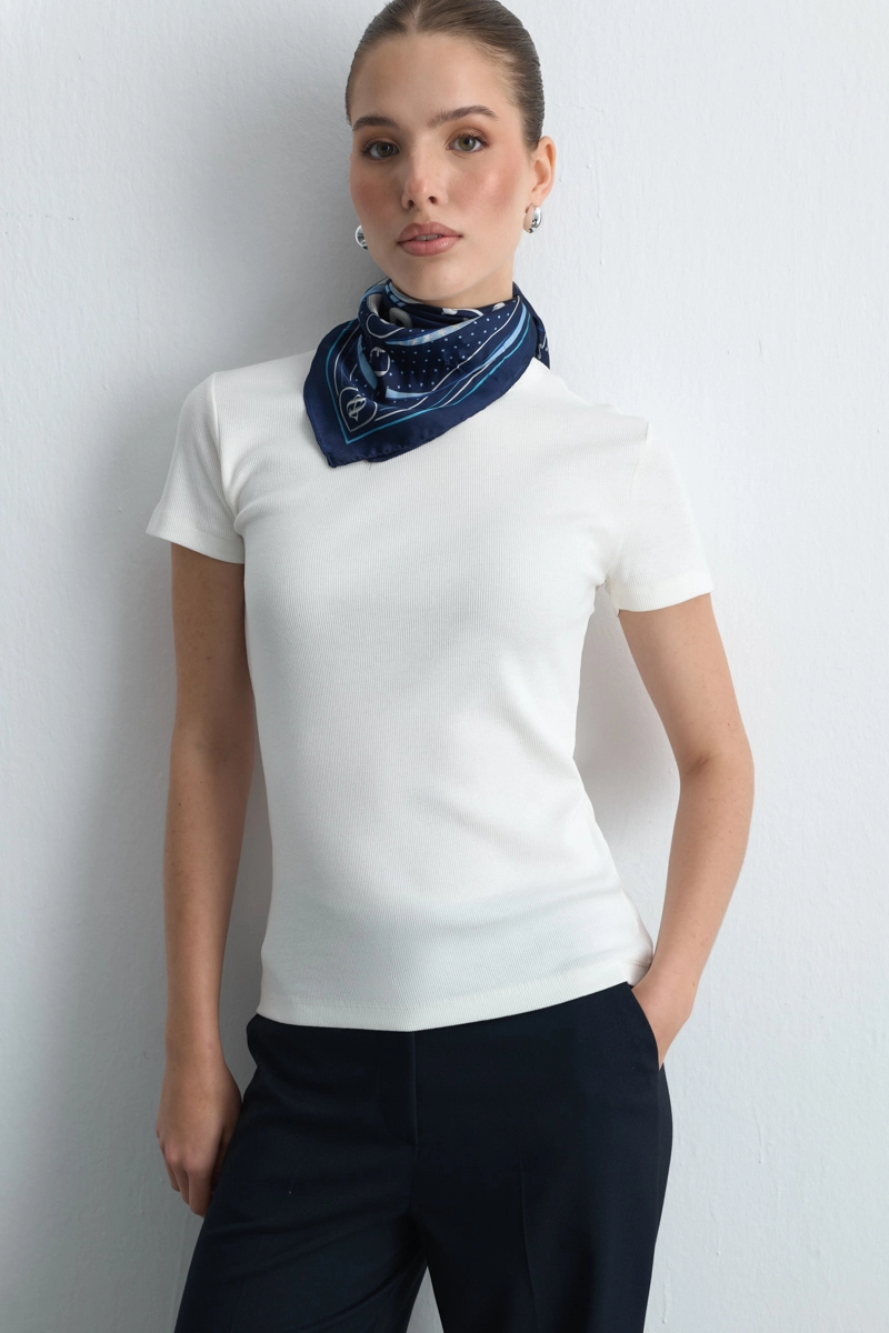 Short Sleeve Basic Cotton T-Shirt - Ecru - 1