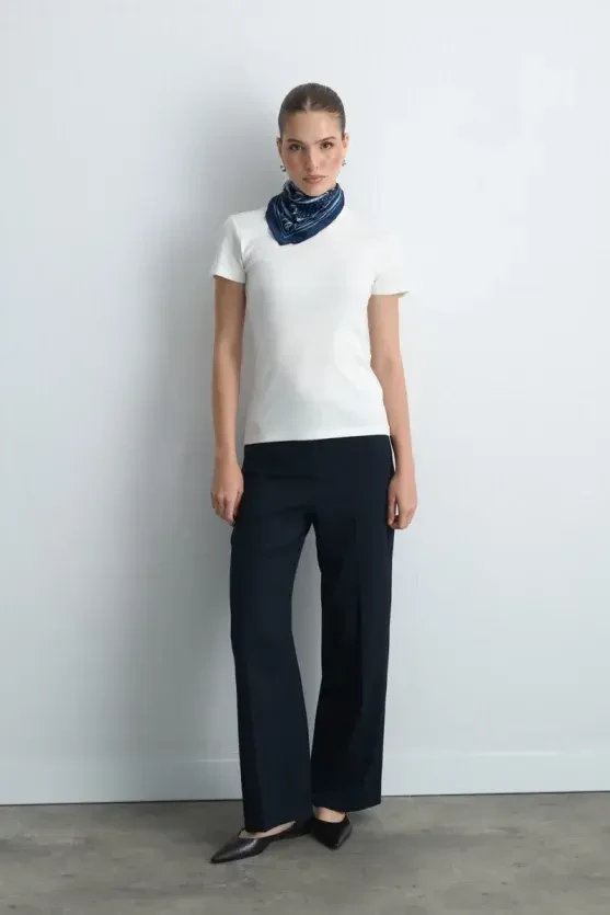 Short Sleeve Basic Cotton T-Shirt - Ecru - 2