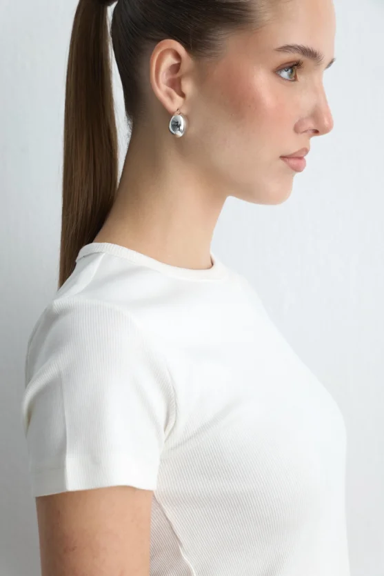 Short Sleeve Basic Cotton T Shirt Ecru - Gusto