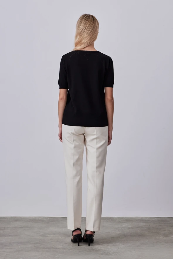 Short Sleeve Basic Knitwear - Black - 4