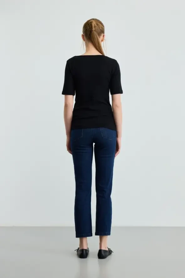 Short-Sleeve Cotton T-Shirt - Black - 3