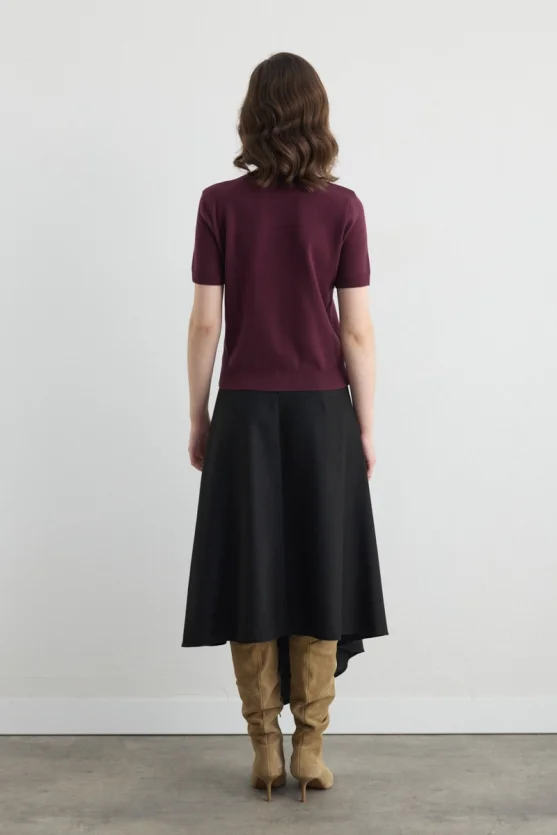 Short Sleeve Knit Blouse Plum - Gusto