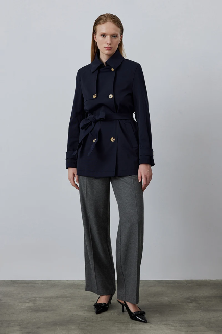 Short Trench Coat - Navy Navy Blue