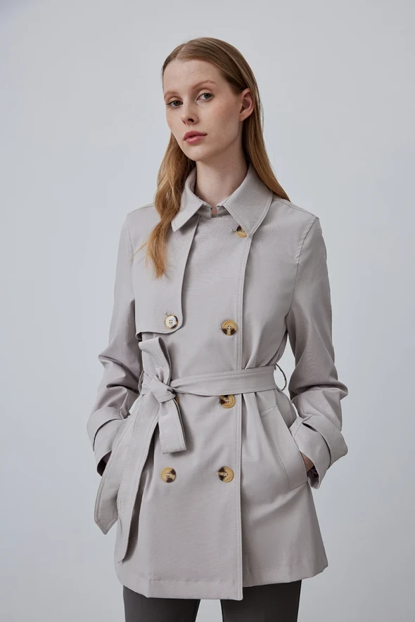 Short Trench Coat - Stone - 2