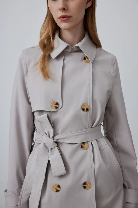 Short Trench Coat - Stone - 5