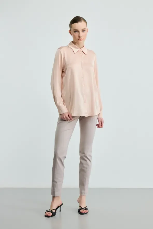 Silk Satin Shirt - Pink - 2
