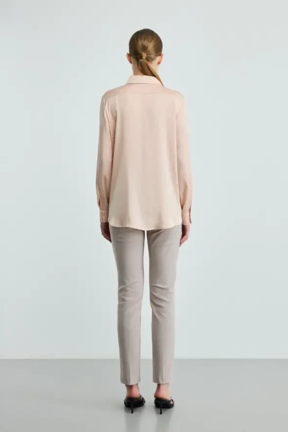Silk Satin Shirt - Pink - 4