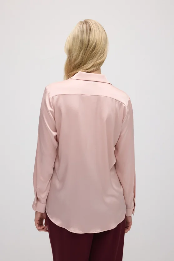 Silky Satin Classic Cut Shirt - Pink - Gusto