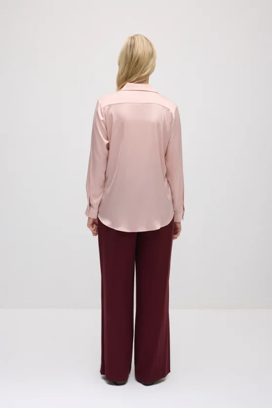 Silky Satin Classic Cut Shirt - Pink - Gusto
