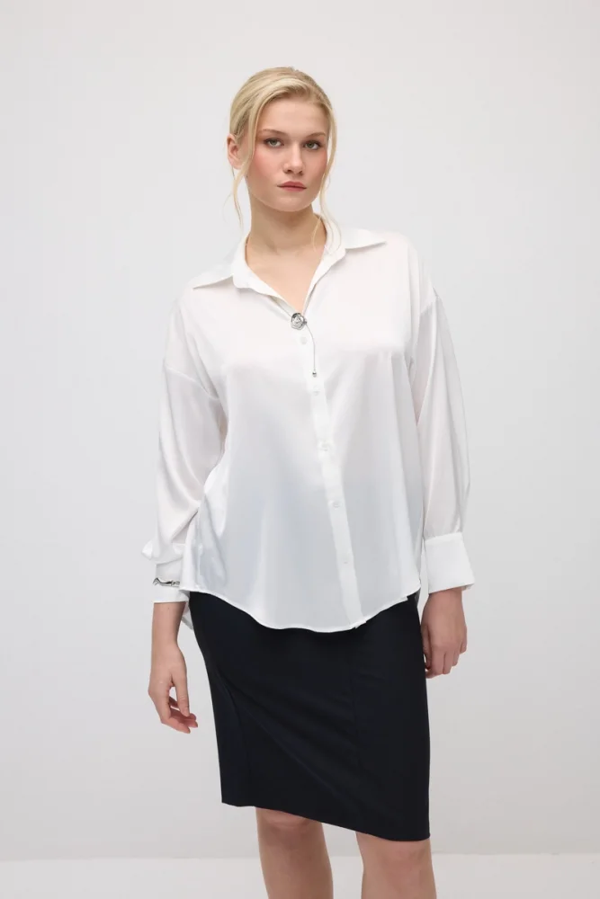 Silky Satin Relaxed Fit Shirt - White White