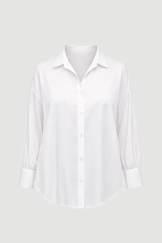 Silky Satin Relaxed Fit Shirt - White - Gusto