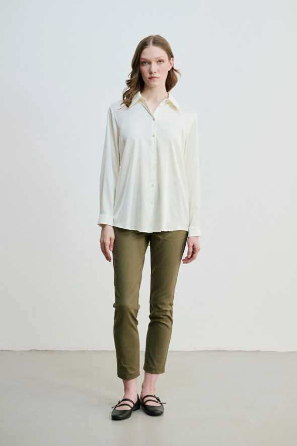 Silky Satin Shirt - Ecru - Gusto