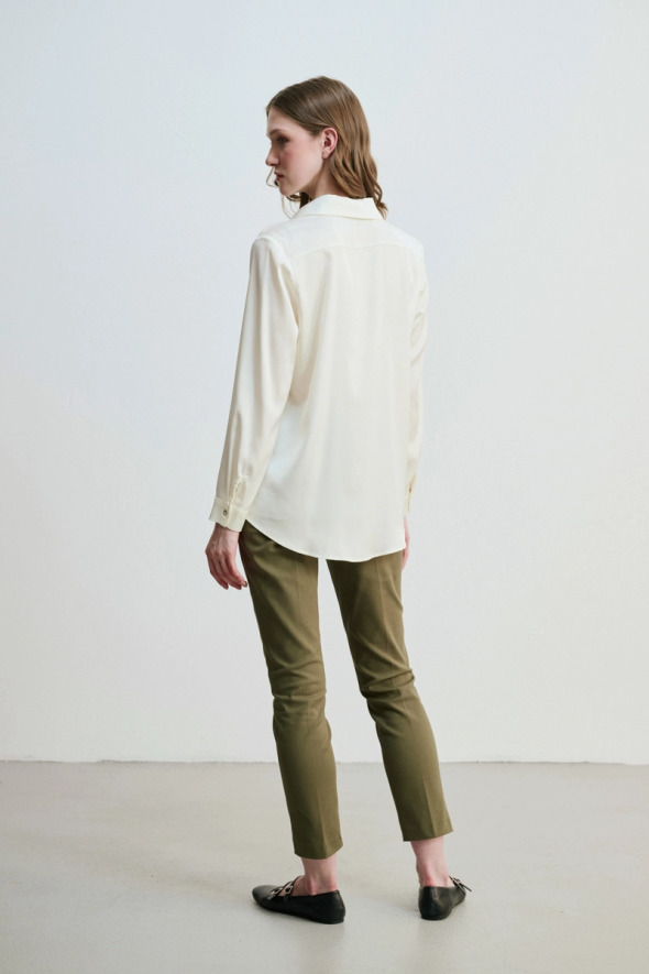 Silky Satin Shirt - Ecru - Gusto