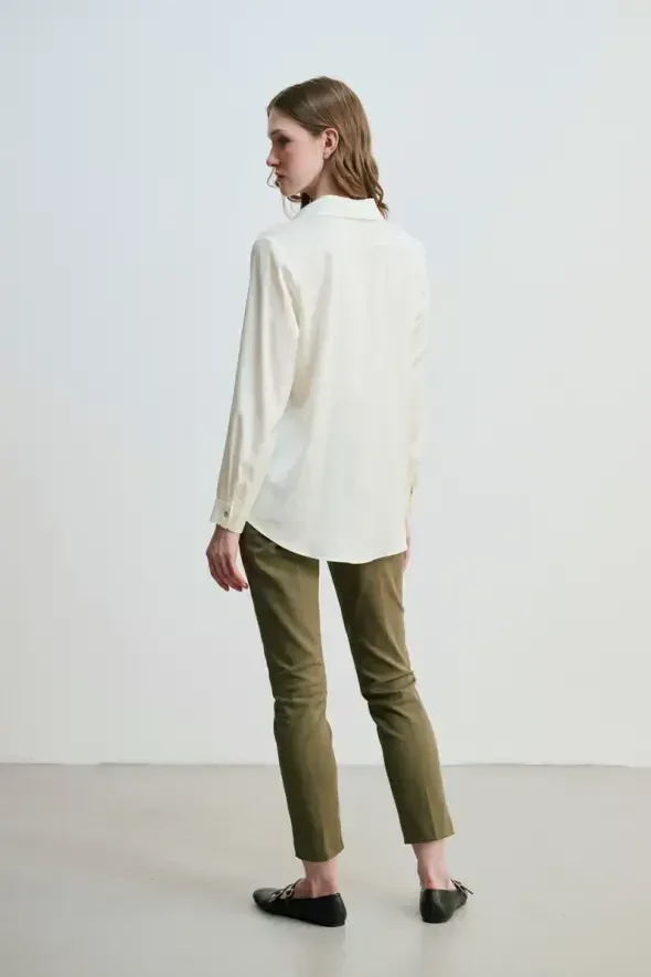 Silky Satin Shirt - Ecru - 4