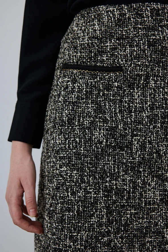 Silvery Tweed Skirt - Black - 4