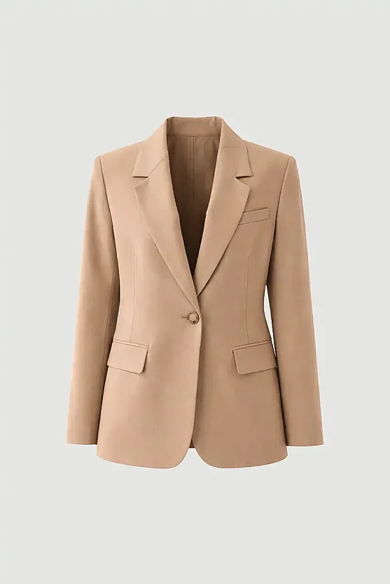 Single Button Classic Blazer - Beige - 7