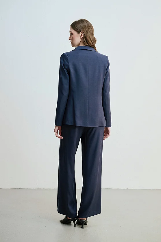 Single-Button Modal Jacket - Navy - 5