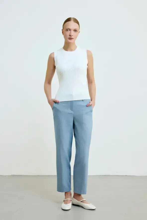 Sleeveless Knit Blouse - Ecru - 3