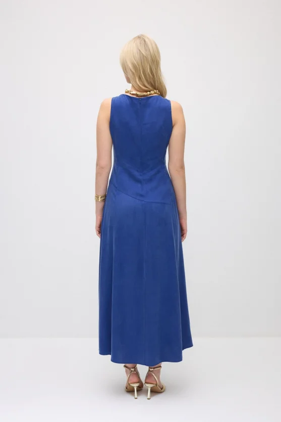 Sleeveless Long Lyocell Dress - Navy Blue - 5