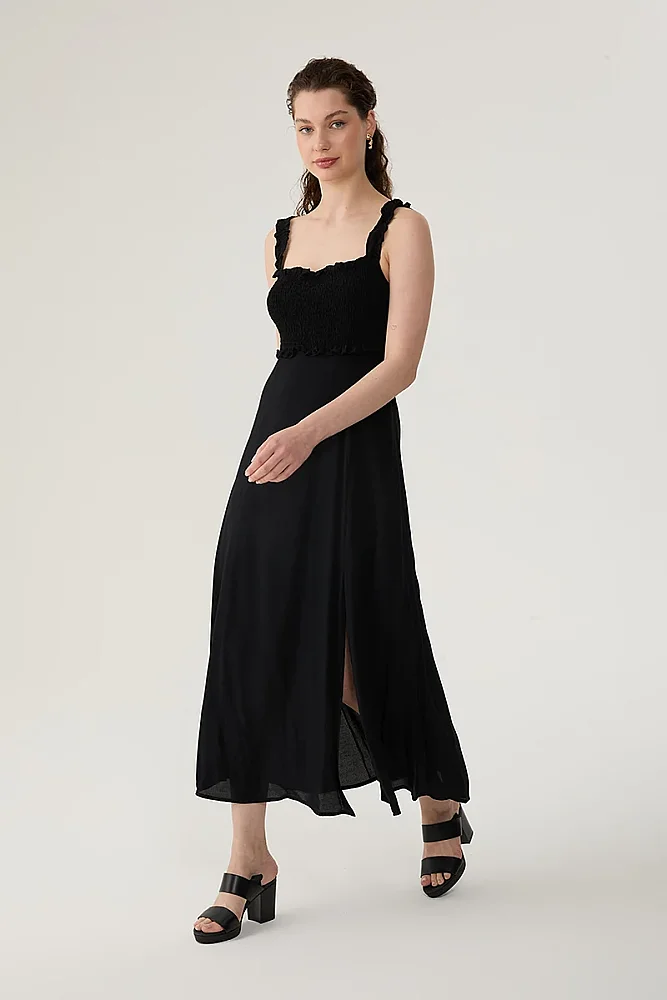 Sleeveless Maxi Slit Dress - Black Black
