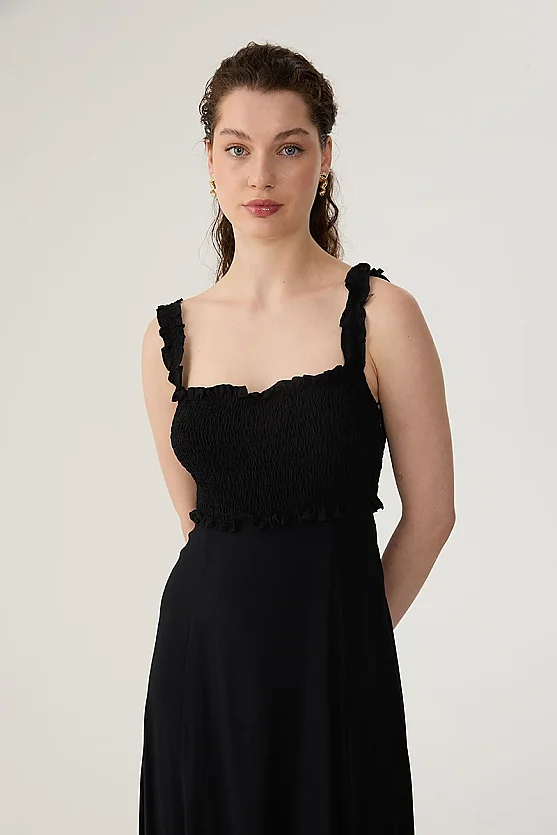 Sleeveless Maxi Slit Dress - Black - 2
