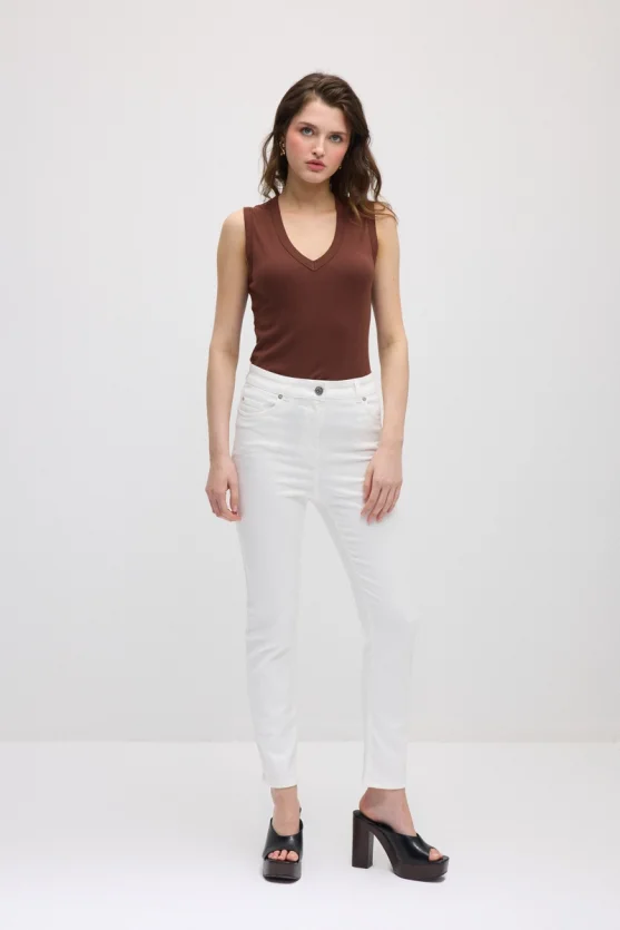 Slim Denim Pants - White - Gusto