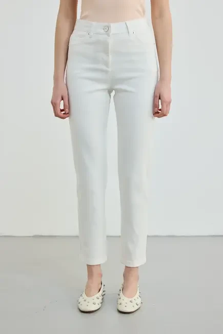 Slim Fit Denim Pants - Ecru Ecru