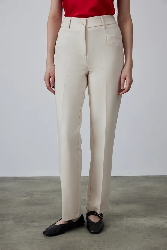 Slim Leg Pants - Ecru - Gusto