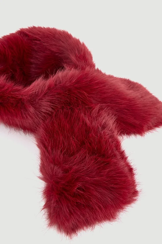 Slip Through Faux Fur Scarf Plum - 2