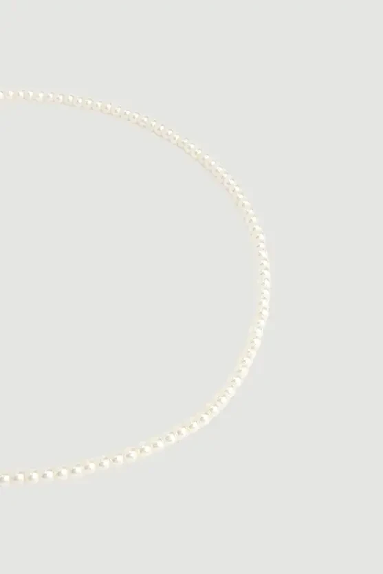 Small Pearl Long Necklace - White - Gusto