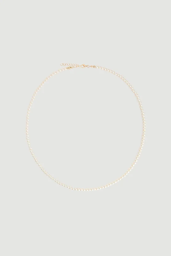 Small Pearl Long Necklace White - Gusto