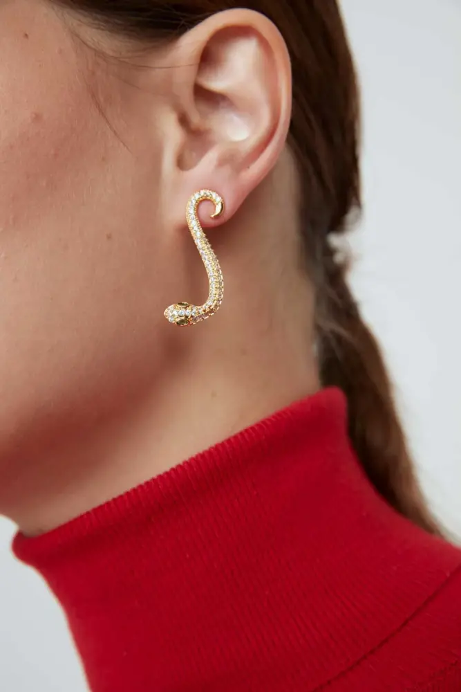 Snake Earrings - Gold Gold