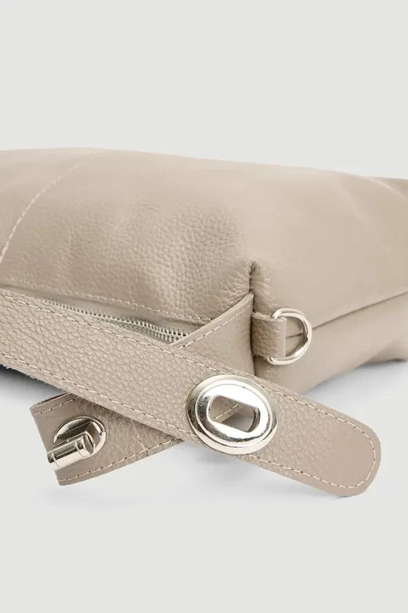 Soft Leather Bag - Beige - 3