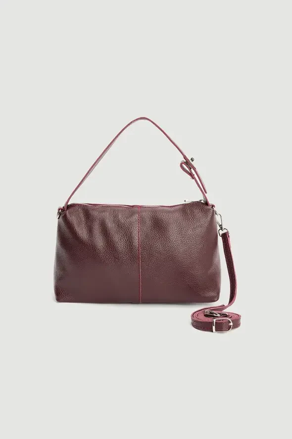 Soft Leather Bag - Burgundy - 2