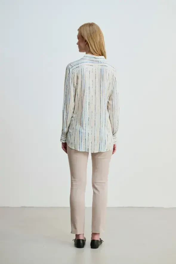 Soft Textured Striped Pattern Shirt - Blue - 4