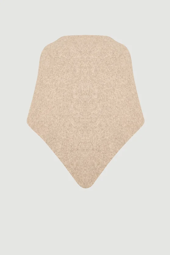 Soft-Textured Tie-Up Triangle Shawl – Beige - 2