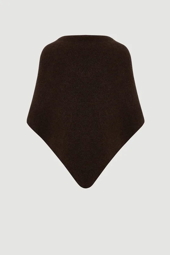 Soft-Textured Tie-Up Triangle Shawl – Brown - Gusto