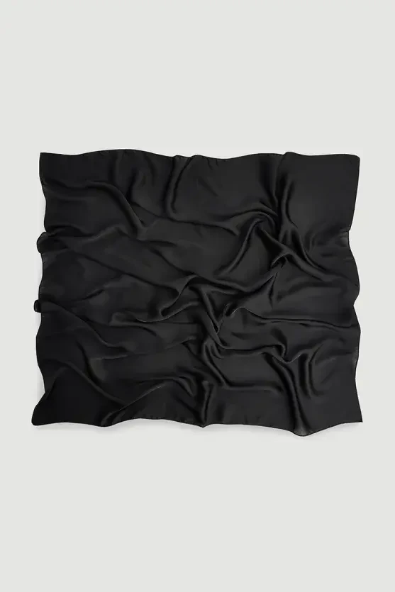 Solid Color Large Scarf - Black - 1