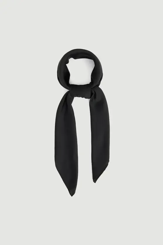 Solid Color Large Scarf - Black - 2