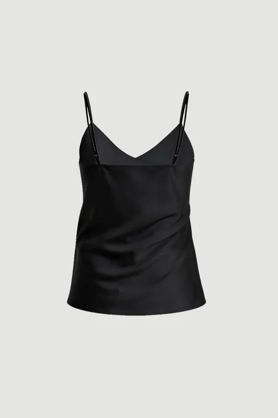 Spaghetti Strap Satin Camisole Black - Gusto