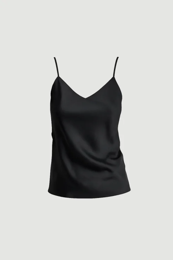 Spaghetti Strap Satin Camisole Black - 6