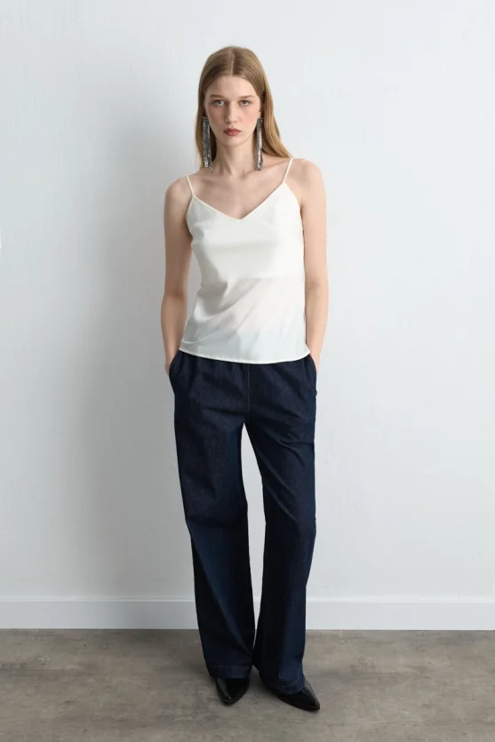 Spaghetti Strap Satin Camisole Ecru - Gusto